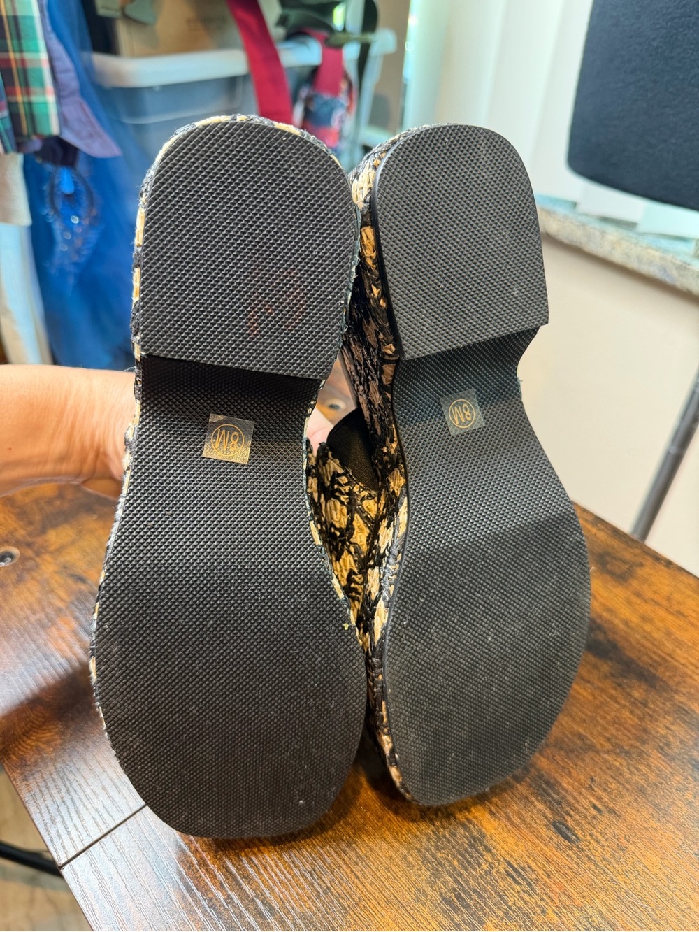 Beach by Matisse Black Natural Woven Platform Slide Sandals Size 8M - Picture 8 of 9